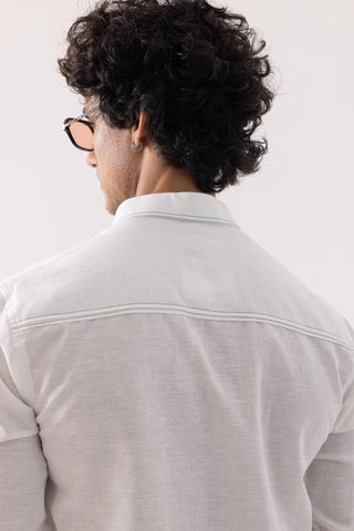 Full Sleeve Shirt for Special Occasions – Ivory Arva Chain Stitch by Paarsh