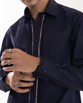 Full Sleeve Shirt for Special Occasions – Blue Arva Pipe Blocks by Paarsh