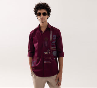 Full Sleeve Shirt for Special Occasions – Red Arva Abridge by Paarsh