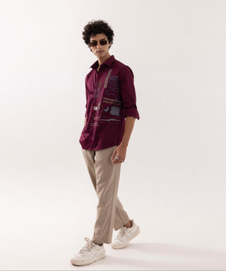 Full Sleeve Shirt for Special Occasions – Red Arva Abridge by Paarsh