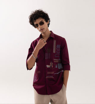 Full Sleeve Shirt for Special Occasions – Red Arva Abridge by Paarsh