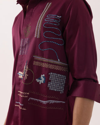 Full Sleeve Shirt for Special Occasions – Red Arva Abridge by Paarsh