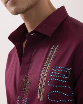 Full Sleeve Shirt for Special Occasions – Red Arva Abridge by Paarsh