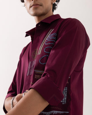Full Sleeve Shirt for Special Occasions – Red Arva Abridge by Paarsh