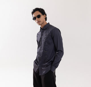Full Sleeve Shirt for Special Occasions – Gray Arva Galaxy by Paarsh