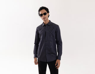Full Sleeve Shirt for Special Occasions – Gray Arva Galaxy by Paarsh