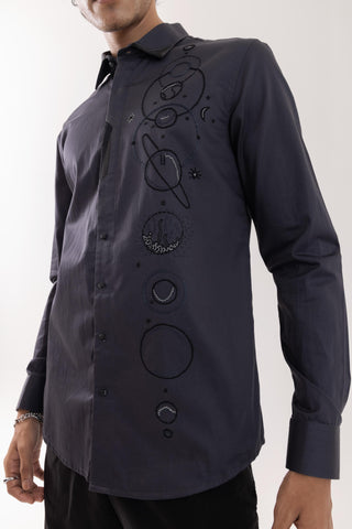 Full Sleeve Shirt for Special Occasions – Gray Arva Galaxy by Paarsh
