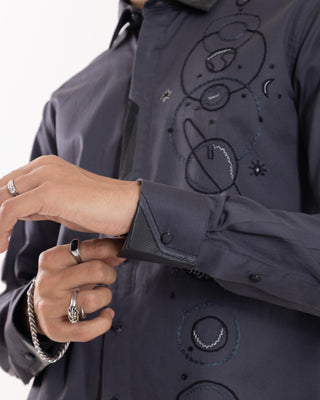 Full Sleeve Shirt for Special Occasions – Gray Arva Galaxy by Paarsh