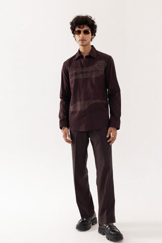 Full Sleeve Shirt for Special Occasions – Brown Arva Ladder by Paarsh