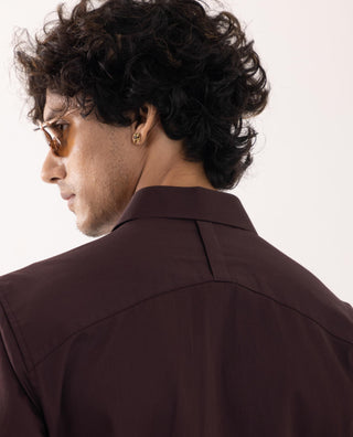 Full Sleeve Shirt for Special Occasions – Brown Arva Ladder by Paarsh