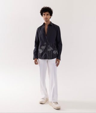 Full Sleeve Shirt for Special Occasions – Gray Arva Flamingo by Paarsh