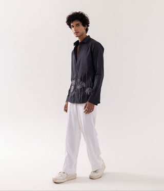 Full Sleeve Shirt for Special Occasions – Gray Arva Flamingo by Paarsh