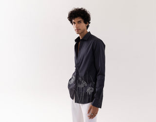 Full Sleeve Shirt for Special Occasions – Gray Arva Flamingo by Paarsh