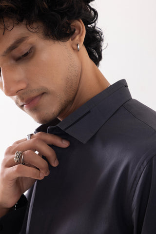 Full Sleeve Shirt for Special Occasions – Gray Arva Flamingo by Paarsh