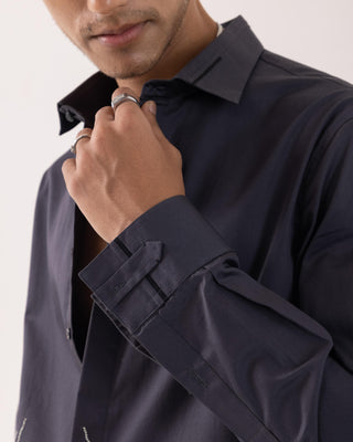 Full Sleeve Shirt for Special Occasions – Gray Arva Flamingo by Paarsh