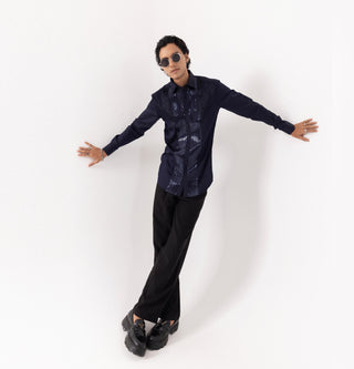 Full Sleeve Shirt for Special Occasions – Blue Arva Strip Pipe by Paarsh