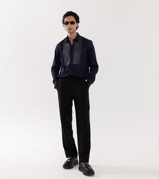 Full Sleeve Shirt for Special Occasions – Blue Arva Glazing Grey by Paarsh