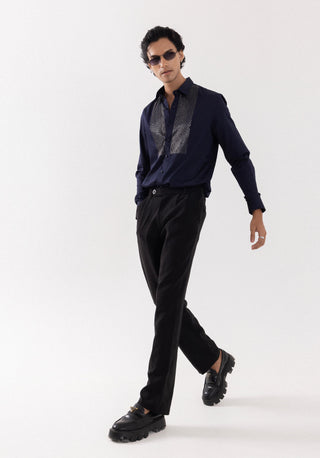 Full Sleeve Shirt for Special Occasions – Blue Arva Glazing Grey by Paarsh