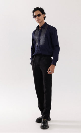 Full Sleeve Shirt for Special Occasions – Blue Arva Glazing Grey by Paarsh