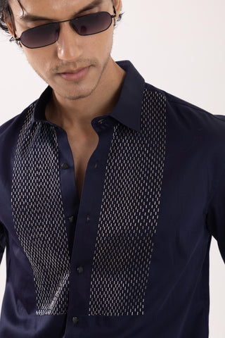 Full Sleeve Shirt for Special Occasions – Blue Arva Glazing Grey by Paarsh