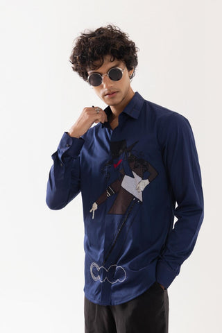 Full Sleeve Shirt for Special Occasions – Blue Arva Michael Jackson by Paarsh
