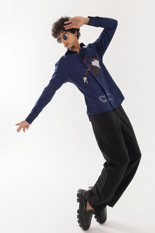 Full Sleeve Shirt for Special Occasions – Blue Arva Michael Jackson by Paarsh