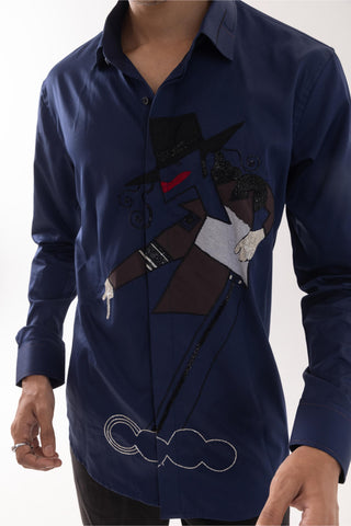 Full Sleeve Shirt for Special Occasions – Blue Arva Michael Jackson by Paarsh