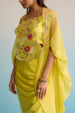 Yellow bahaar buttercup breeze cape with skirt
