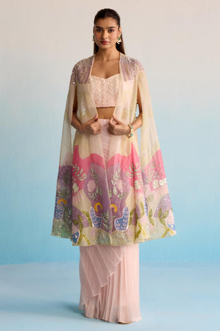 Pink bahaar sora cape set