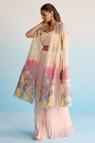 Pink bahaar sora cape set