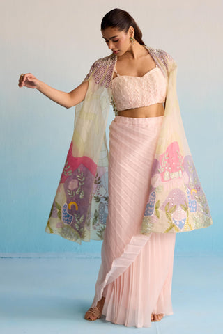 Pink bahaar sora cape set