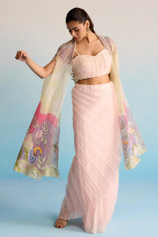 Pink bahaar sora cape set
