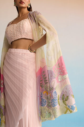 Pink bahaar sora cape set