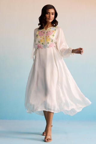 Ivory bahaar kia handpainted dress