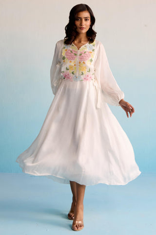 Ivory bahaar kia handpainted dress