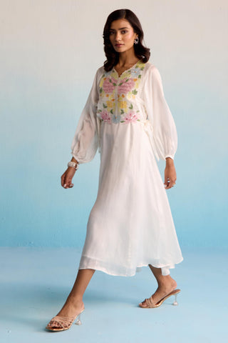 Ivory bahaar kia handpainted dress