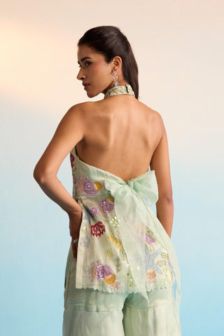 Green bahaar ocean breeze sharara set