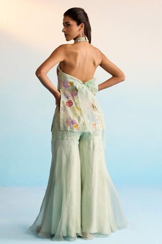 Green bahaar ocean breeze sharara set