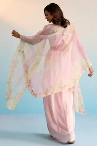 Pink bahaar vireya cape with skirt