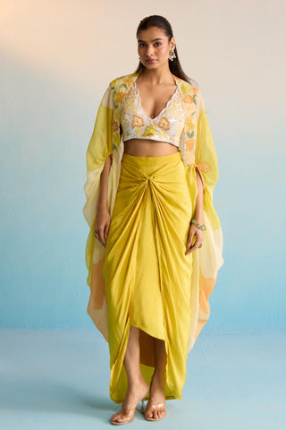 Yellow bahaar abeni cape with skirt
