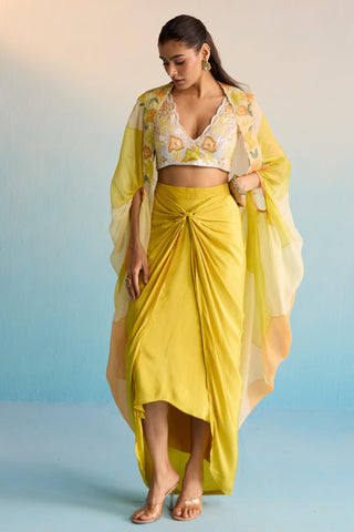 Yellow bahaar abeni cape with skirt