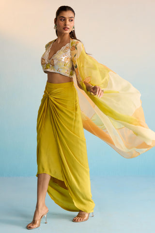 Yellow bahaar abeni cape with skirt