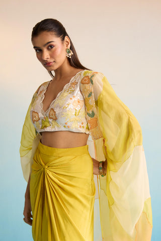 Yellow bahaar abeni cape with skirt
