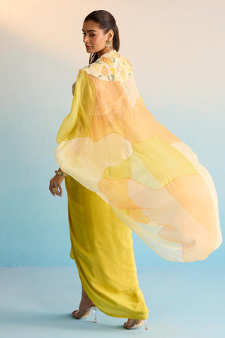 Yellow bahaar abeni cape with skirt