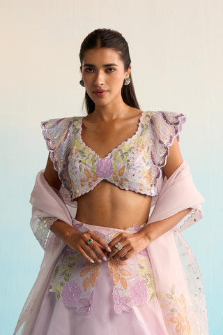 Purple bahaar sariyah lehenga