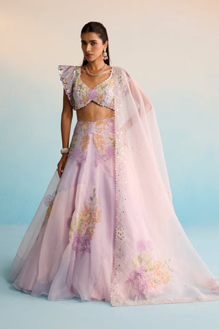 Purple bahaar sariyah lehenga