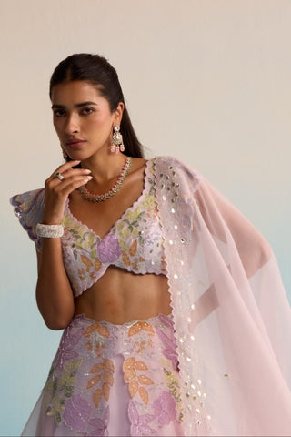 Purple bahaar sariyah lehenga