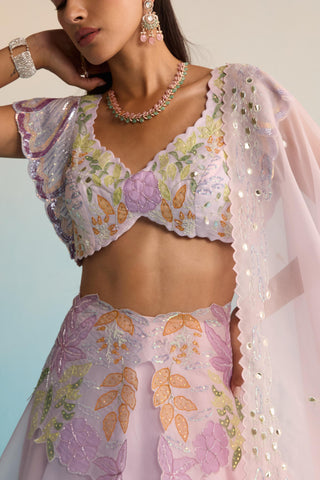 Purple bahaar sariyah lehenga