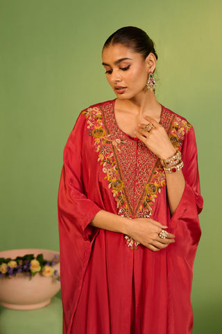 Red bahaar moraya kaftan set