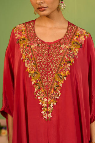 Red bahaar moraya kaftan set